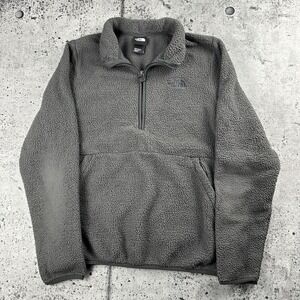 The North Face Dunraven Jacket Mens S Gray Fleece Sherpa 1/4 Zip Pullover Small